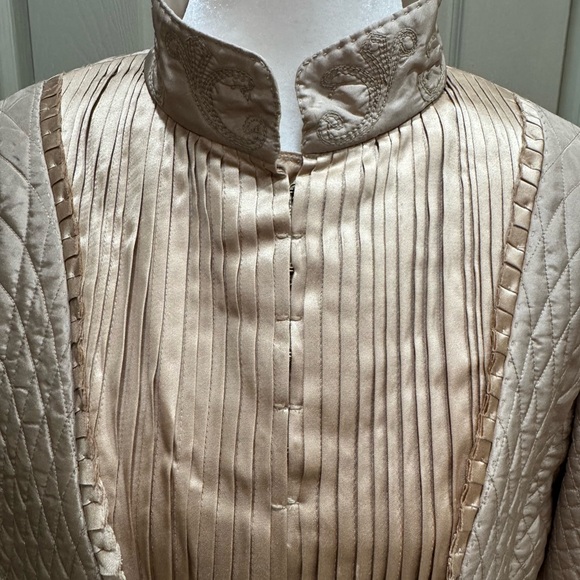 Rare Vintage ELIE TAHARI Silk Jamina Embroidered Quilted Jacket Sz M Medium - Picture 3 of 12